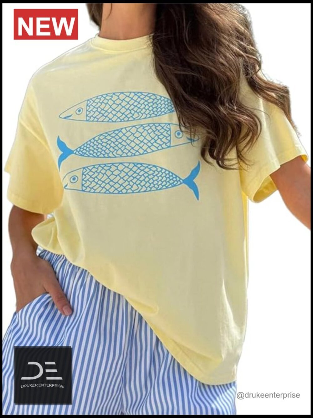 Oversized Lobster Graphic T-Shirt Baggy Vintage Crew Neck
